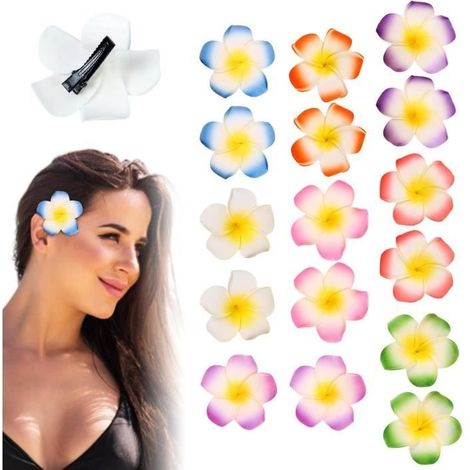 (Lila, Rot, Weiß, Rosa, Orange, Blau, Grün, Gelb) Haarspangen mit Blumenmuster – Boho-Stil – 16 Stück – Leuchtende Farben – PE-Schaum – Langlebig und elegant (1/4)