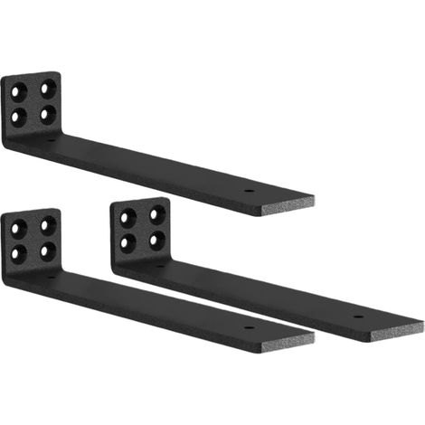 Set di 3 supporti per mensole da parete, stile industriale, spessore 4 mm, telaio di supporto per mensole da parete nascosto con viti (nero, 30 cm).