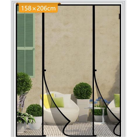 Fliegengitter Tür 158x206cm Magnetisch Ohne Bohren Schwarz (1/5)