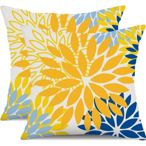 Housses de coussin à motifs floraux jaunes et bleus (lot de 2), housses de coussin à motifs floraux (1/4)