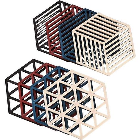 Dessous de plat hexagonaux en silicone pour casseroles et tables, avec grille thermique hexagonale. P2025041100973 (1/4)