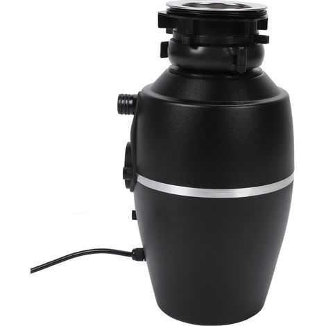 Kontinuierlich beschickter Küchenabfallzerkleinerer, schwarz, 3800 U/min, leiser Betrieb, mit Fallrohr, 1 PS, EU-Stecker, 110–240 V (1/5)