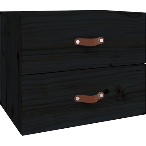Wand-NachtkästchenNachtschrankNachttisch Schwarz 50x36x40 cm (1/5)