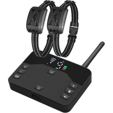 Clôture électrique sans fil 2 en 1 pour chien, système de confinement des limites des animaux domestiques avec récepteur étanche rechargeable, collier de dressage réglable pour chien,un traîne-deux (1/4)