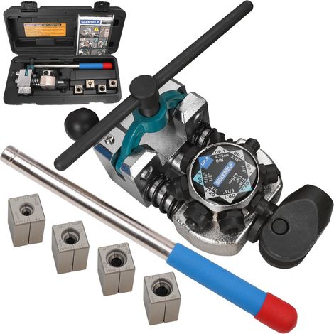 Kit d'Outils d'Evasement de Tuyau de Frein, 45 Degrés Évasements Simples, Doubles et à Bulles pour Tuyaux de 3/16, 1/4, 5/16, 3/8 Pouces (4,75mm 6,35mm 8mm 9,5mm) (1/5)
