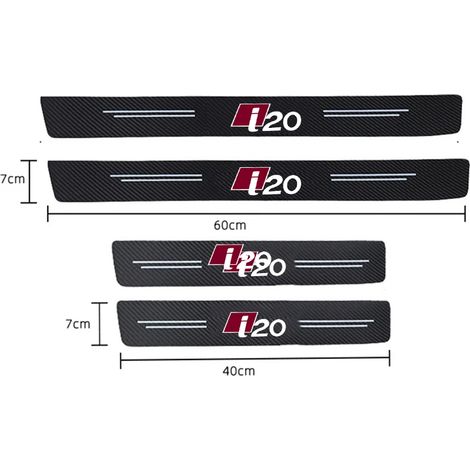 (i20) Pour Hyundai i20,i30,i40 et ioniq : kit de 4 accessoires auto,texture fibre de carbone,autocollants de seuil de porte (1/3)