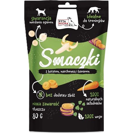 Syta Micha Hundeleckerlis 80g Packung – Hundeleckerlis mit Süßkartoffel, Karotte und Banane, VEGE 80g