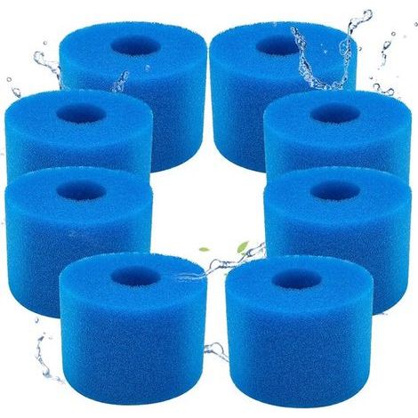 Réutilisable et lavable - Filtres en mousse - Filtre en mousse pour spa - Éponge filtrante Type S1 - lot de 8 adaptés aux piscines pour Intex Type S1 (1/5)