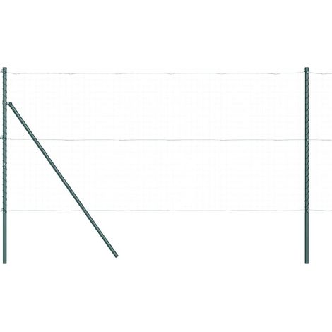 Grillage rouleau,Poteaux de clôture 13 pcs Vert Ø32mm 150 cm Acier galvanisé