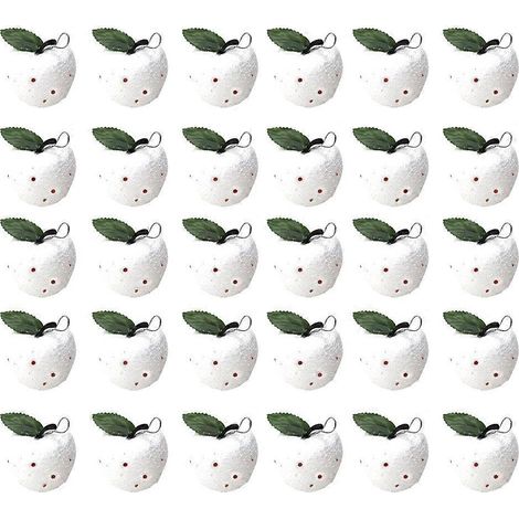 30 pendentifs en forme de pomme pour la veille de Noël, décorations de Noël (blanc)-5x5cm-White