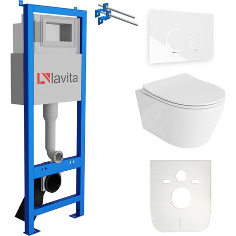 LAVITA WC Set mit Vorwandelement, Wand-WC und Spülknopf (1/5)