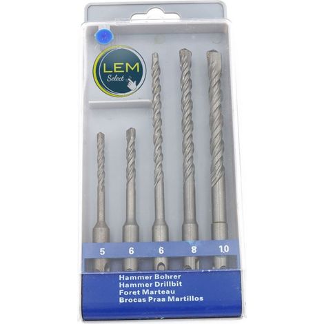 Coffret de 5 forets à béton SDS Jeu de mèches torsadées pointes au carbure de tungstène 5mm à 10mm