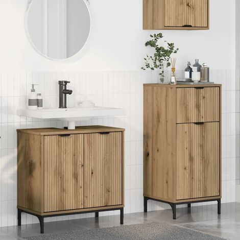 Ensemble de mobilier de salle de bain 2 pièces Chêne artisanal (1/5)