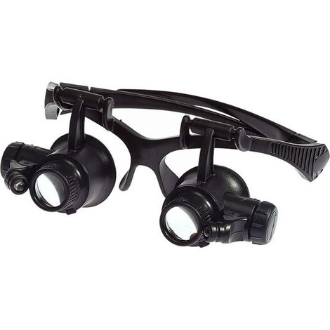 AIPERQ 10X, 15X, 20X und 25X LED-Kopflupe mit optischer Doppelaugenlinse und LED-Licht, ideal für Messungen, Uhren- und Schmuckreparatur UC02 (1/5)