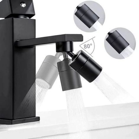 Aérateur de Robinet(Noir), 360° Pivotant Embout Robinet Cuisine, 2 Modes Mousseur Robinet Economie Eau, Brise jet Filtre Robinet (1/5)