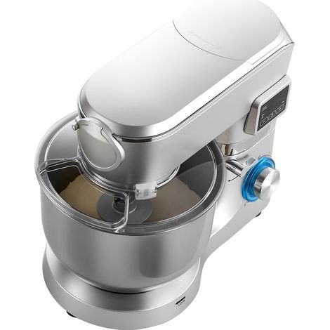 Robot de Cuisine Électrique 57 L,1500W,6 Vitesses,Bol en Acier Inoxydable,Accessoires pour Pâtisserie et Mélange,Argent (1/5)