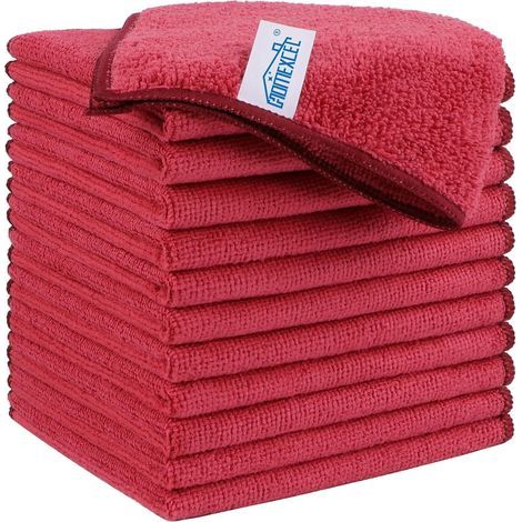 Set of 12 Microfiber Cloths, Lint-Free, Scratch-Resistant, Absorbent, for Car, Home, Kitchen (1/5)