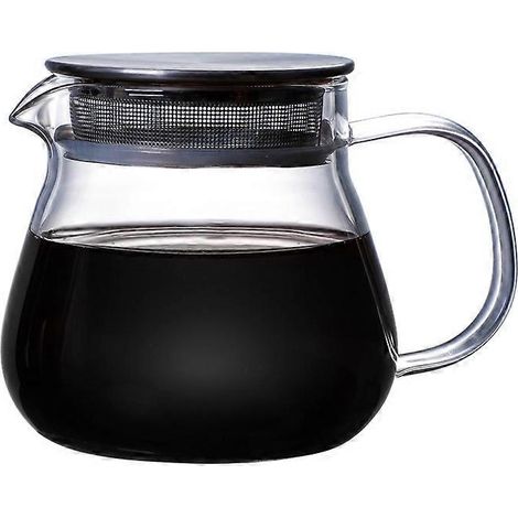 Cafetière résistante à la chaleur, cafetière manuelle, couvercle en acier, cafetière familiale à partager, en verre. (1/5)