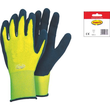 GUANTI DA LAVORO IN LATTICE RUGOSO ALTA VISIBILITA'- - tg.8 - 12 blister EXCEL