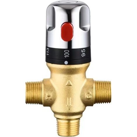 Rubinetto termostatico regolabile per bagno, miscelatore d'acqua in ottone, valvola miscelatrice acqua calda/fredda (1/5)