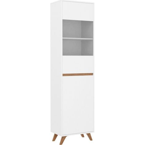 Estantería Mavenoa 106 , Cerrable, Con puertas, Vidrio templado, Aglomerado laminado, Número de puertas: 1, Número de cajones: 0, 197x50x35cm