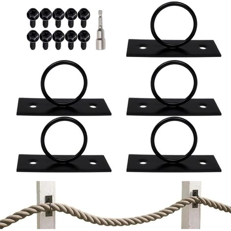 Kit de support de cordon, cordon en acier avec vis et manchon pour échafaudage d'escalier, cordon de toit, suspension décorative (5 pièces) (1/5)