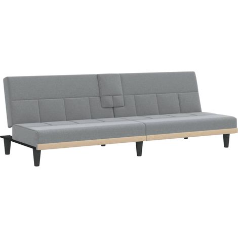 Canapé-lit avec porte-gobelets 200 x 89 x 70 cm tissu gris clair
