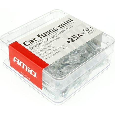 Mini-Flachsicherungen für Autos, 50 Stück, 25 A, amio-02222