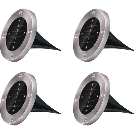 Decoración luminosa exterior Grundig solar sin cable 4 LED acero inoxidable