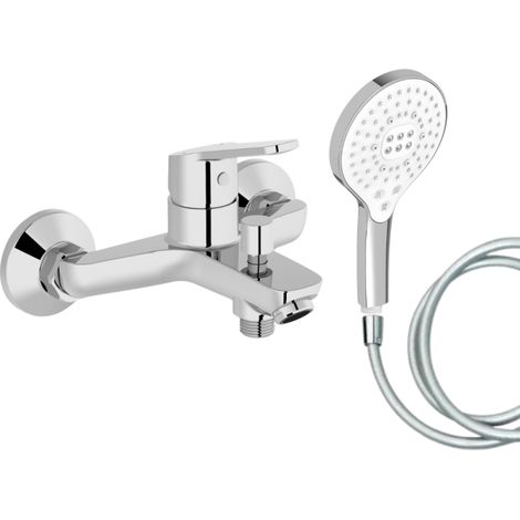 Mitigeur baignoire JACOB DELAFON Aimé + pommeau de douche Metro signature + flexible de douche lisse (1/5)
