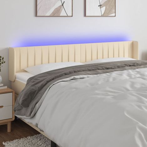 vidaXL Testiera a LED Crema 183x16x78/88 cm in Tessuto (1/5)