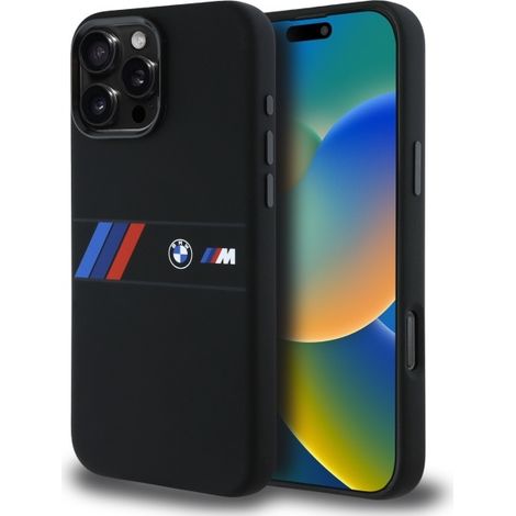 Coque iPhone 16 Pro Max BMW noire à bande MagSafe en silicone (1/5)