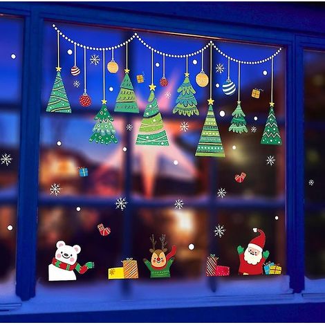 Décorations de Noël pour fenêtres, amovibles et réutilisables, en PVC. (1/3)
