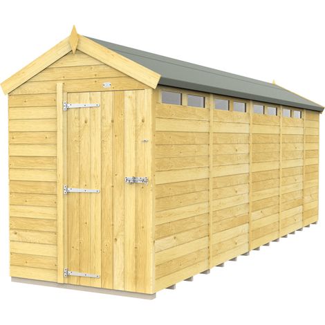 5 x 19 Feet Apex Security Shed - Single Door - Wood - L560 x W147 x H217 cm