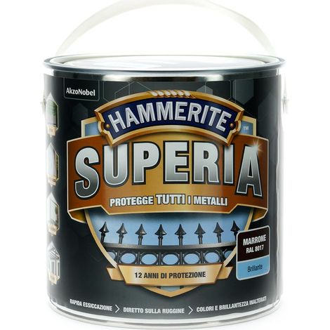 Hammerite Superia smalto metallo antiruggine interno e esterno, Brillante Marrone, 2.5 L (1/2)