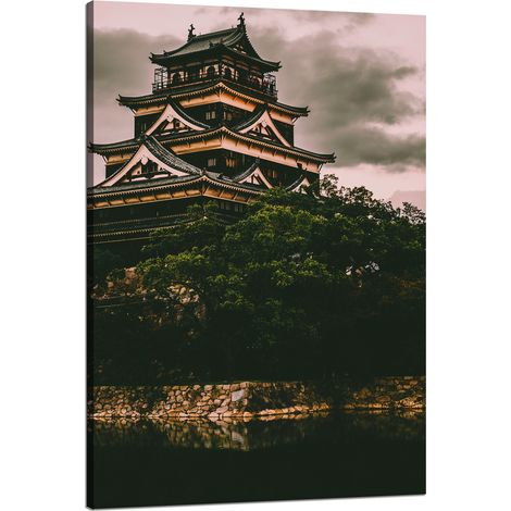 Leinwandgemälde Architektur Burg Hiroshima 80x120 cm