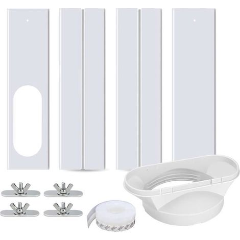 HONORNIC - Kit de glissière de fenêtre réglable pour climatiseur portable - Pare-Brise de climatiseur - 1/2 Pcs - Blanc (1/4)