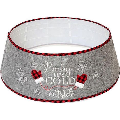 Jupe de sapin de Noël à carreaux rouges et noirs, décorations de Noël (1/5)