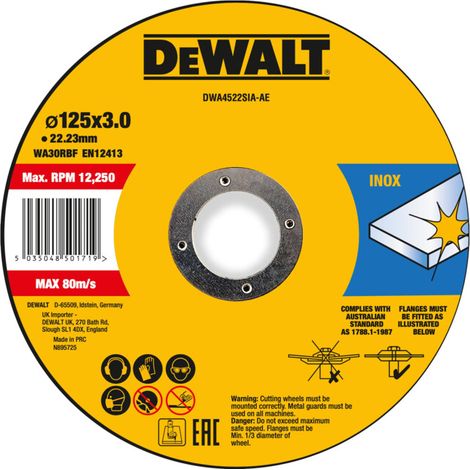 DEWALT DWA4522SIA-AE Disque à tronçonner 125 mm 1 pc(s) métal, acier inoxydable, Fer
