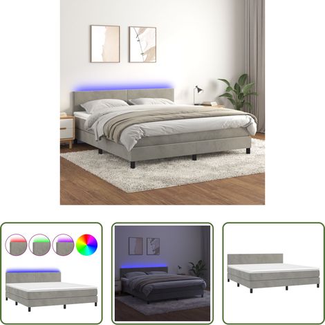 vidaXL Matelas à ressorts ensachés -  Sommier à lattes de lit avec matelas LED Gris clair 160x200 cm (1/5)