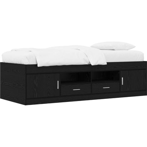Bed Frame with Storage Black Oak 80 x 200 cm Engineered Wood vidaXL