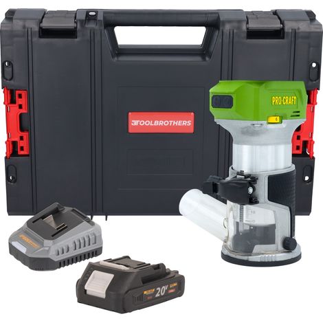 Fresadora multifunción a batería Procraft POB24bb 20 V 6/8 mm sin escobillas + 1 batería de 2,0 Ah + cargador + maletín RHINO Toolcase (1/5)