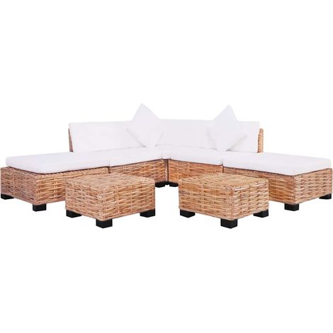 Jeu de canapés 18 pcs  Ensemble Canapés droits de relaxation  Rotin naturel 19627 (1/5)