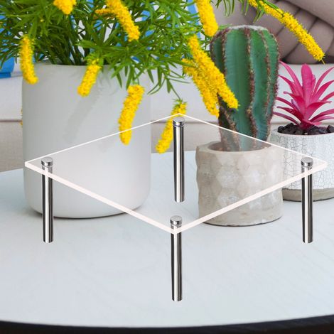 Support Pour Gâteau - Acrylique Transparent Et Structure Métallique Carrée - Pour Pâtisseries Et Desserts - 1 Pièce (1/5)