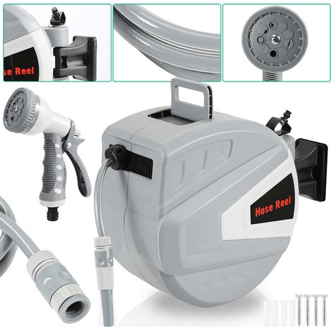 TolleTour Enrollador de manguera automático de pared – Giratorio 180°, antitorsión, para riego del jardín