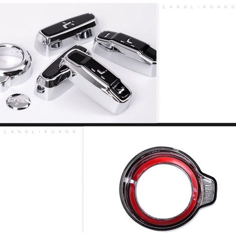 1 set of silver and black plastic decorative stickers for seat adjustment buttons, suitable for road use. (1/4)