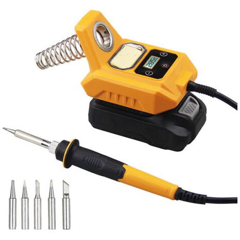 Draadloze soldeerbout 60w draagbaar verstelbaar digitaal LCD-soldeerstation 100 500 ℃ Auto-Sleep°C/°F conversie voor doe-het-zelf reparaties (geen batterij) (compatibel met Dewalt 20V batterij) (1/5)