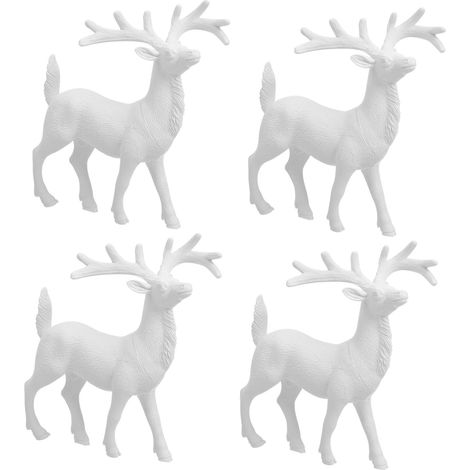 4pièces Décorations de Noël Réalistes Lot de Mini Cerfs Blancs de Ornement de Noël pour Bureau ou Maison (1/5)