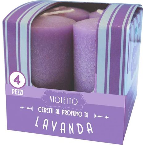 CERERIA DI GIORGIO Set 4 Candele Profumate Lavanda Viola 3x5.5 cm