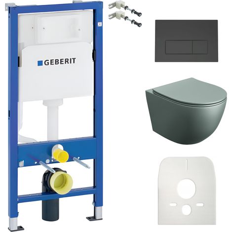 GEBERIT WC Set mit Vorwandelement, Wand-WC und Spülknopf (1/5)